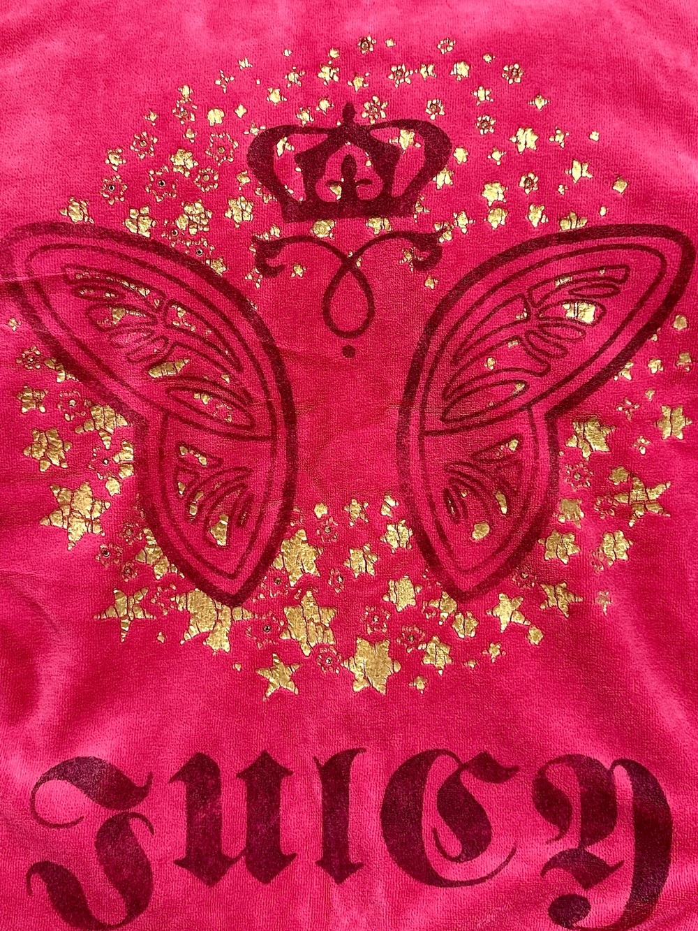 VINTAGE Juicy Couture Velour Tracksuit Set Hot Pink Butterfly Crown Y2K~Size S - Picture 10 of 16